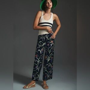 Maeve colette Navy Floral Cropped wide Pants 27